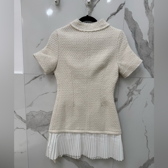 SANDRO NWT Cream Tweed Short-Sleeve Mini Dress - Picture 5 of 8
